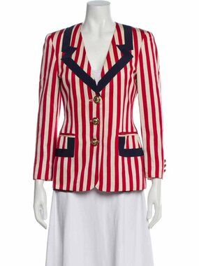 MOSCHINO Italian RED WHITE NAVY BLUE STRIPE JACKET PATRIOTIC LINED USA 6 IT40